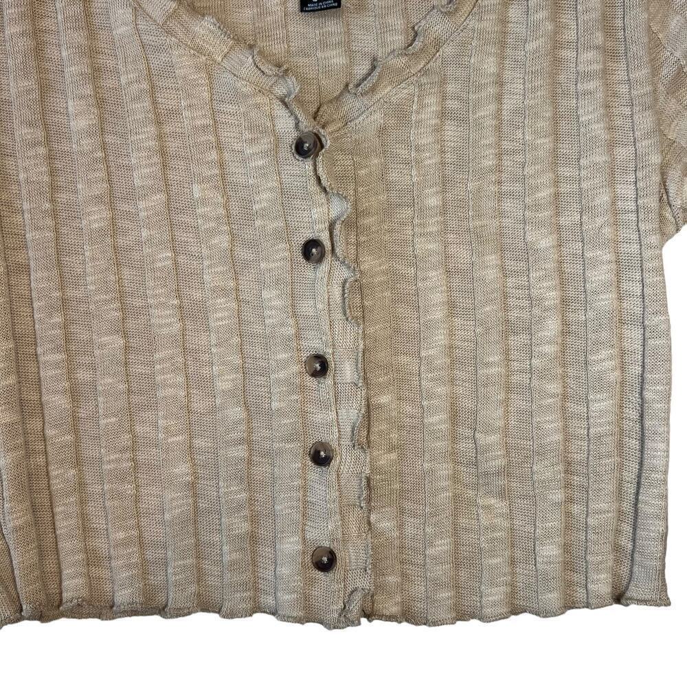 BDG Tan Ruffle Crop Top - Picture 3 of 5